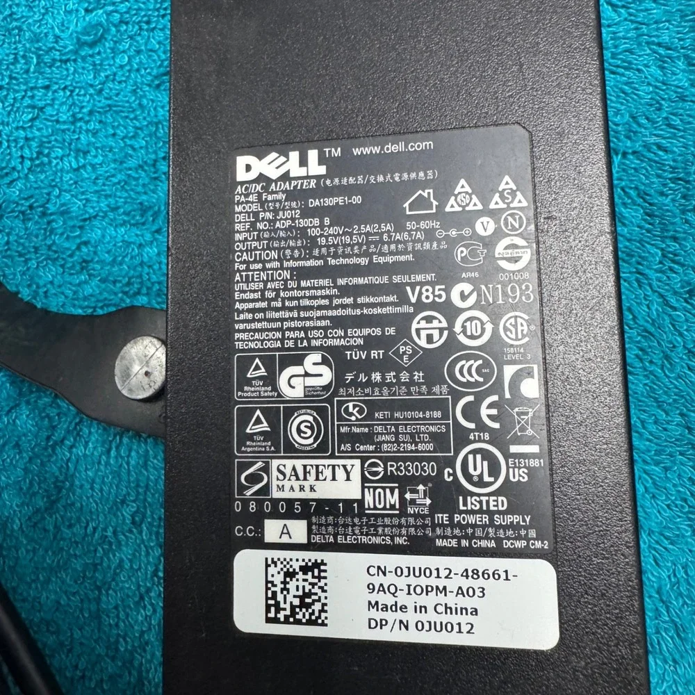 Dell OEM AC Adapter Charger PA-4E DA130PE1-00 JU012 19.5V 6.7A Laptop Power Cord